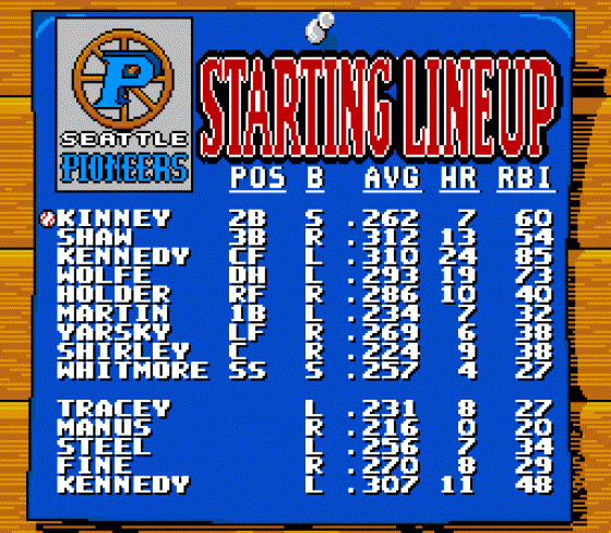 Roger Clemens' MVP Baseball Screenshot 12 (Sega Genesis)