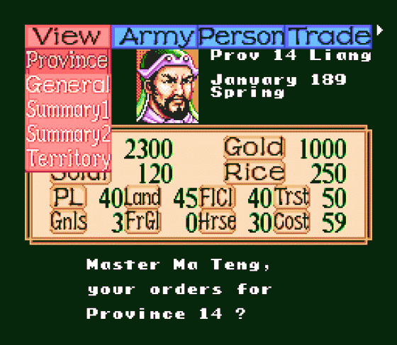 Romance Of The Three Kingdoms II Screenshot 8 (Sega Genesis)