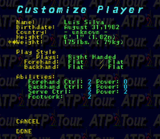 ATP Tour Screenshot 21 (Sega Genesis)