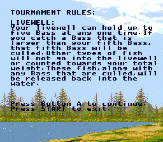 Bass Masters Classic Pro Edition Screenshot 15 (Sega Genesis)