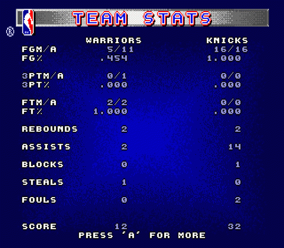 NBA Action '94 Screenshot 8 (Sega Genesis)