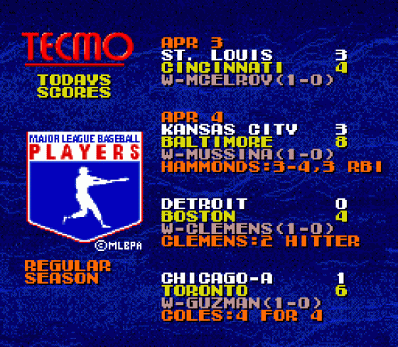 Tecmo Super Baseball Screenshot 9 (Sega Genesis)