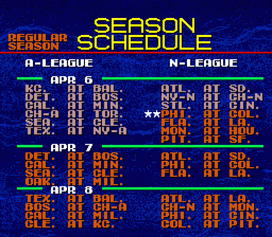 Tecmo Super Baseball Screenshot 16 (Sega Genesis)