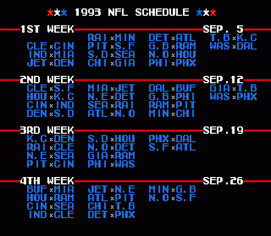 Tecmo Super Bowl Screenshot 5 (Sega Genesis)