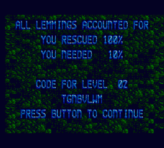 Lemmings Screenshot 11 (Sega Master System (EU Version))