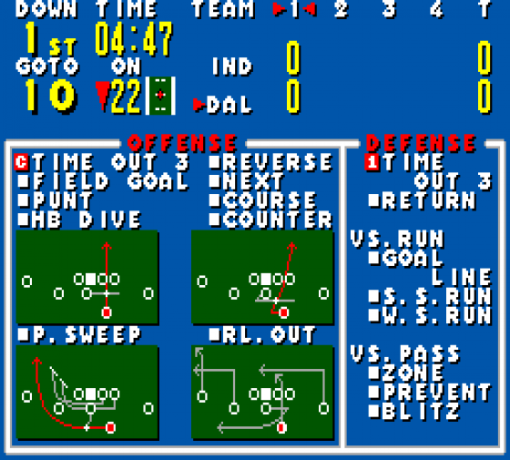 American Pro Football Screenshot 8 (Sega Master System (EU Version))