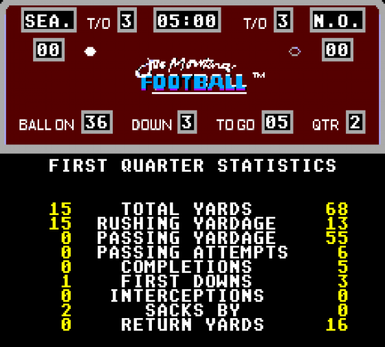 Joe Montana Football Screenshot 13 (Sega Master System (EU Version))