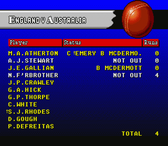 Brian Lara Cricket Screenshot 8 (Sega Mega Drive (EU Version))