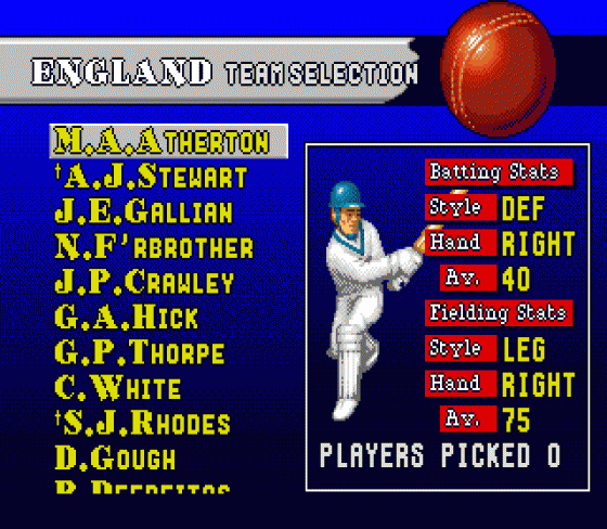 Brian Lara Cricket Screenshot 12 (Sega Mega Drive (EU Version))