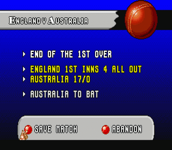 Brian Lara Cricket Screenshot 16 (Sega Mega Drive (EU Version))
