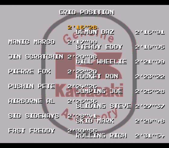 Kawasaki Superbikes Screenshot 6 (Sega Mega Drive (EU Version))