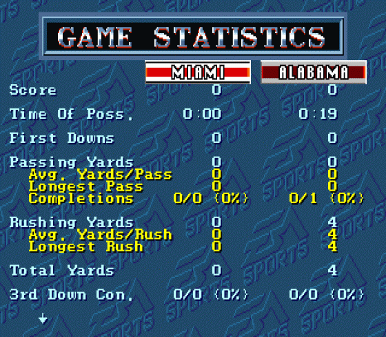 Bill Walsh College Football Screenshot 16 (Sega Mega Drive (EU Version))