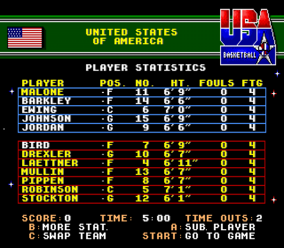 Dream Team USA Screenshot 13 (Sega Mega Drive (EU Version))