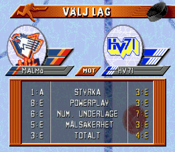 Elitserien 96 Screenshot 8 (Sega Mega Drive (EU Version))