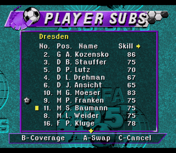 FIFA Soccer '95 Screenshot 13 (Sega Mega Drive (EU Version))