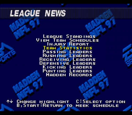 Madden NFL 97 Screenshot 14 (Sega Mega Drive (EU Version))