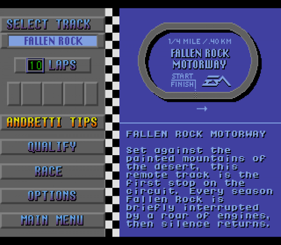 Mario Andretti Racing Screenshot 7 (Sega Mega Drive (EU Version))