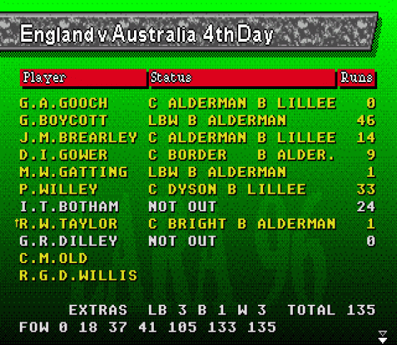 Brian Lara Cricket 96 Screenshot 7 (Sega Mega Drive (EU Version))