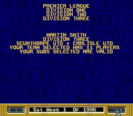 Premier Manager 97 Screenshot 27 (Sega Mega Drive (EU Version))