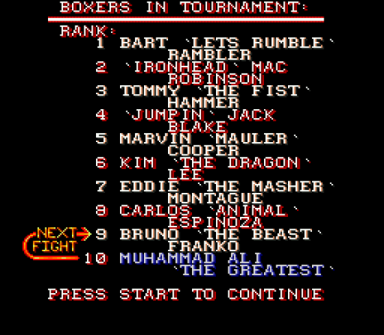 Muhammad Ali Heavyweight Boxing Screenshot 5 (Sega Mega Drive (EU Version))