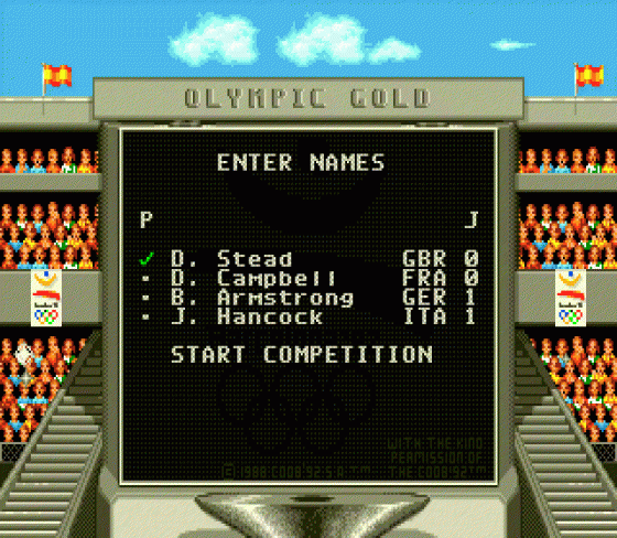 Olympic Gold: Barcelona '92 Screenshot 5 (Sega Mega Drive (JP Version))