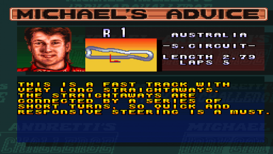 Michael Andretti's Indy Car Challenge Screenshot 18 (Super Nintendo (US Version))