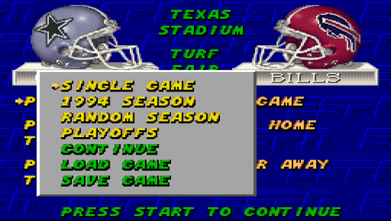 ESPN Sunday Night NFL Screenshot 20 (Super Nintendo (US Version))