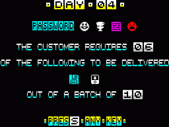 Factory Daze Screenshot 7 (Spectrum 128K)