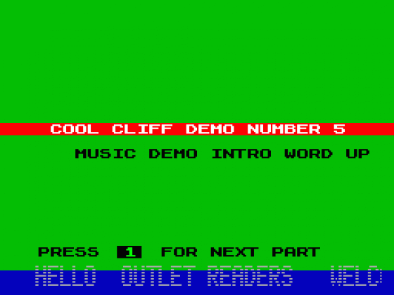 Cool Cliff Demo Number 5 Screenshot 1 (Spectrum 128K)
