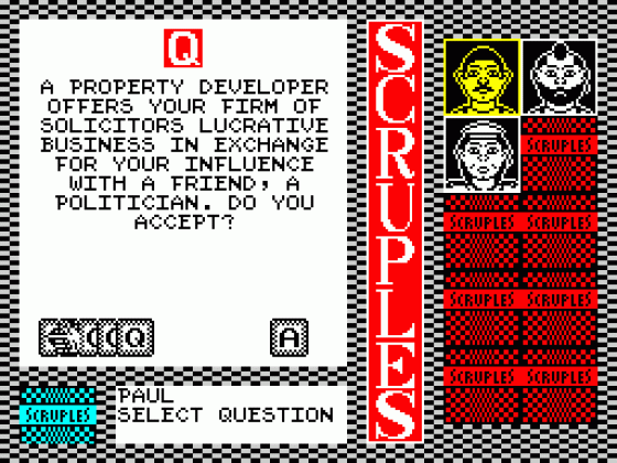 A Question Of Scruples Screenshot 1 (Spectrum 128K)