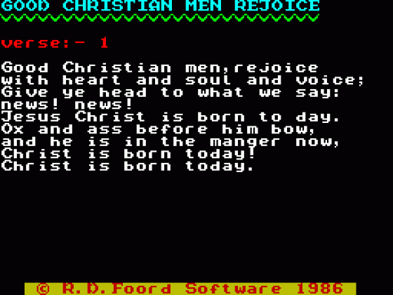 Carols Screenshot 1 (Spectrum 128K)