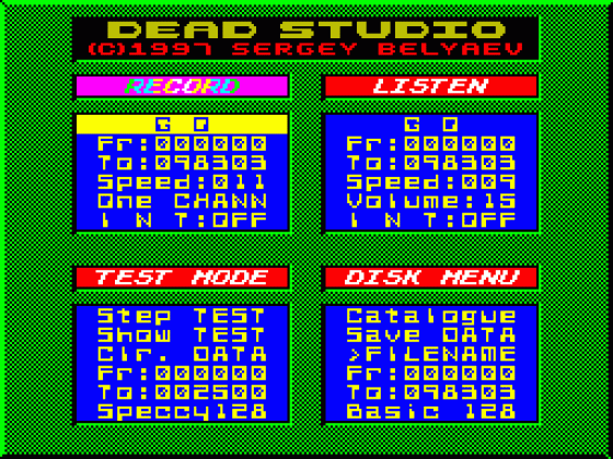 Dead Studio Screenshot 1 (Spectrum 128K)
