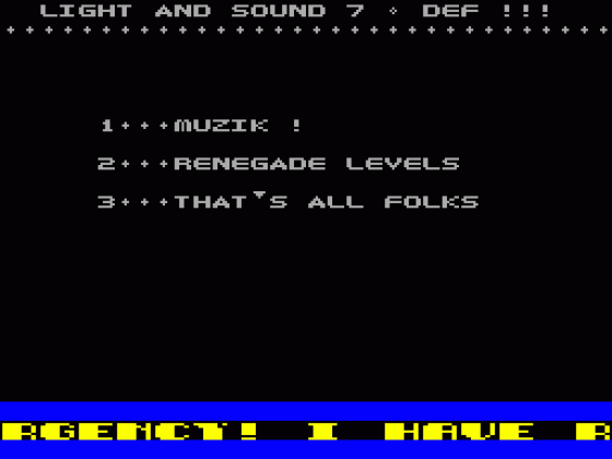 Light and Sound Volume 7 Screenshot 1 (Spectrum 128K)