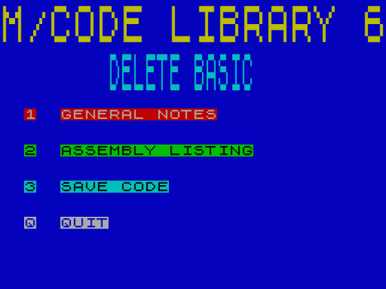 M/Code Library 6: Delete BASIC