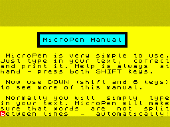 MicroPen Screenshot 1 (Spectrum 16K/48K)