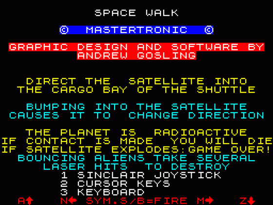 Space Walk Screenshot 1 (Spectrum 16K/48K)