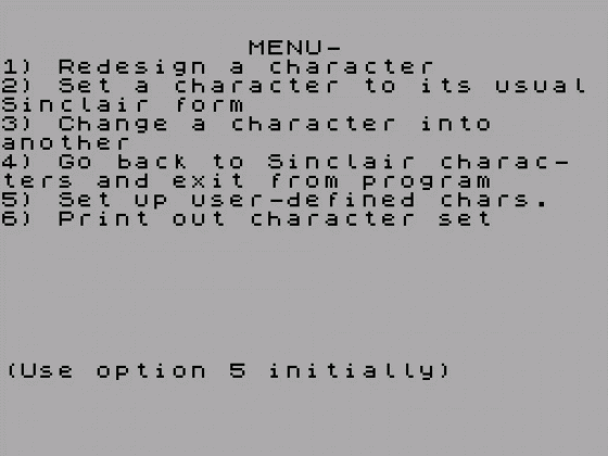 Character Set Screenshot