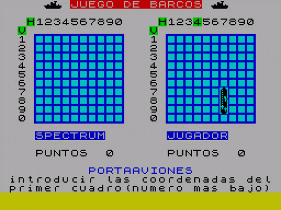 Guerra de Barcos Screenshot 1 (Spectrum 16K)