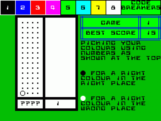 Codebreaker Screenshot 1 (Spectrum 16K)
