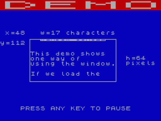 M/Code Library 2: Window Scrolling Screenshot 1 (Spectrum 48K)