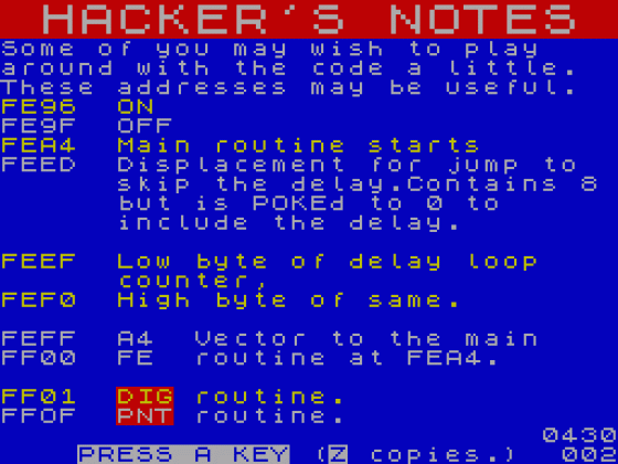 M/Code Library 3: Interrupt Driven Trace Screenshot 1 (Spectrum 48K)