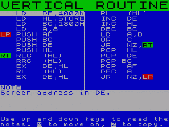 M/Code Library 4: Screen Swapping Screenshot 1 (Spectrum 48K)