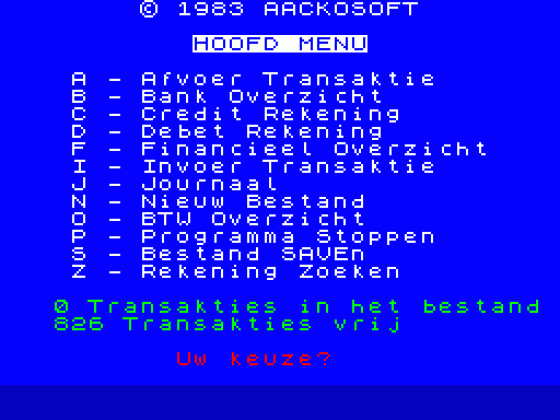 Aackoboek Screenshot 1 (Spectrum 48K)