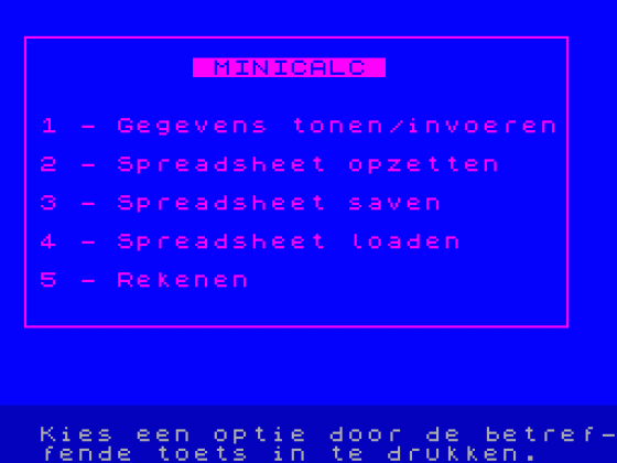 Minicalc Screenshot 1 (Spectrum 48K)