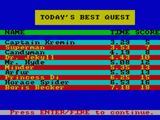 Quiz Quest Screenshot 1 (Spectrum 48K)