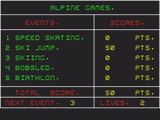 Alpine Games Screenshot 11 (Spectrum 48K/128K)