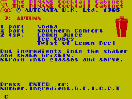 The Piman's Cocktail Cabinet Screenshot 1 (Spectrum 48K)