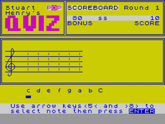 Stuart Henry's Pop Quiz Screenshot 1 (Spectrum 48K)