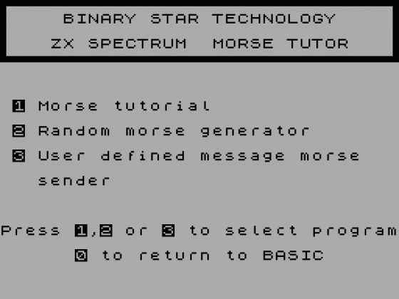 ZX Spectrum Morse Tutor Screenshot