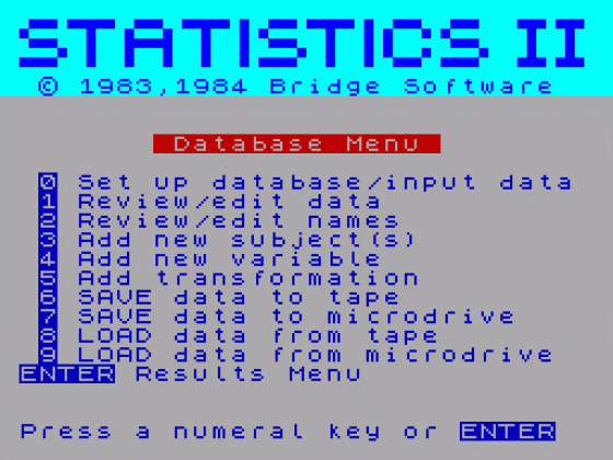 Statistics II Screenshot